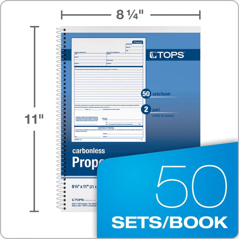 TOPS Proposal Books, 2-Part, Carbonless, Spiral-Bound, 50 Sets, (41850) - Image 3